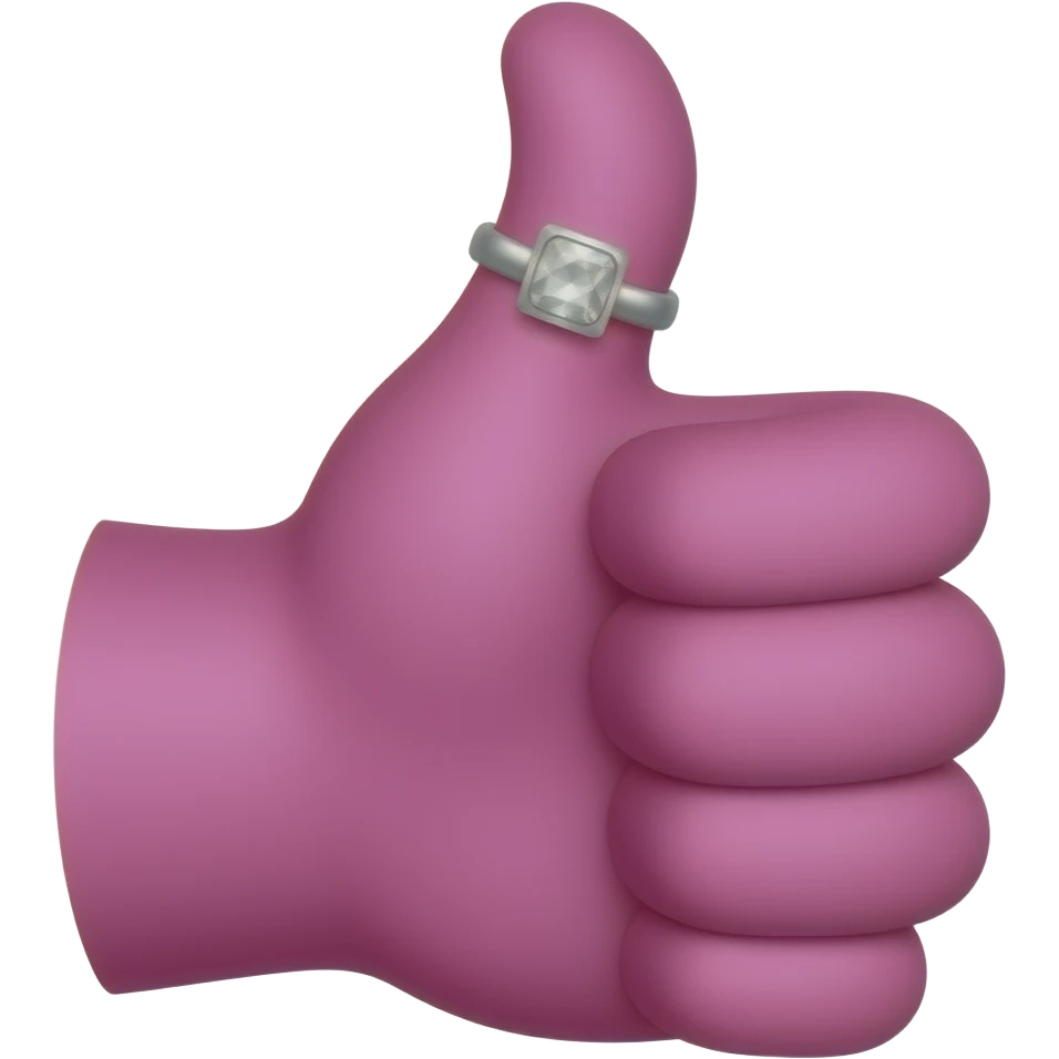 thumbs up emoji showing the back of the hand in fuscia with diamond ring on the ring finger emoji