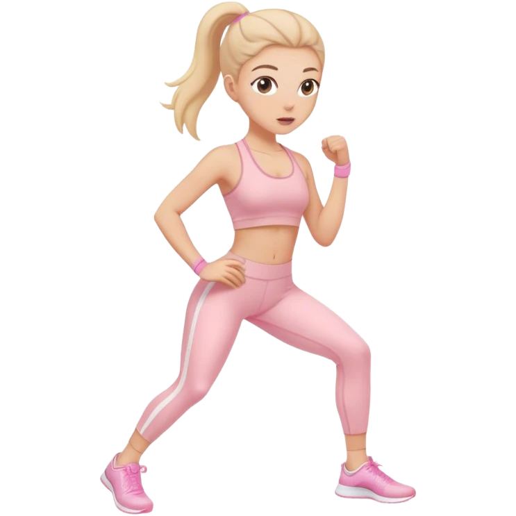 white girl  in light pink clothes exercising emoji