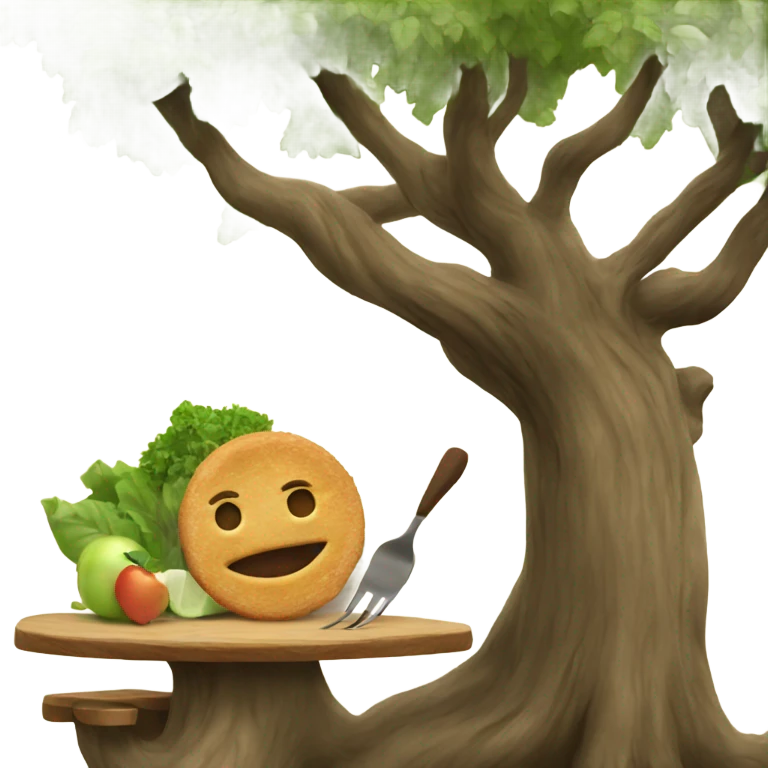 A tree eating lunch emoji