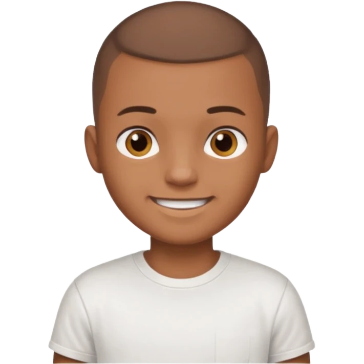 boy with Brown Buzz cut and brown eyes wear white t-shirt  emoji