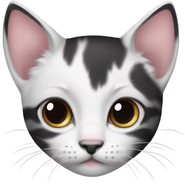 kitten with black ears, white face and light pink nose emoji