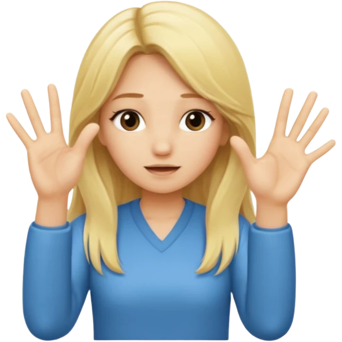 blonde cartoon girl long hair making time out gesture hands making "t" sign emoji