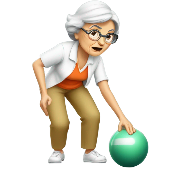 Older Lady playing lawn bowls emoji