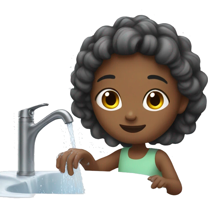 girl washes her hands emoji
