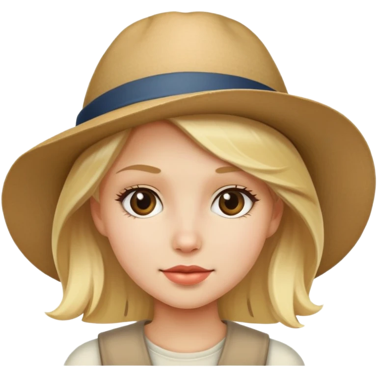 blonde girl in hat portrait emoji
