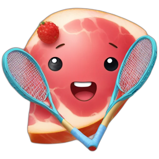 Kawaii jamon with tennis racket emoji