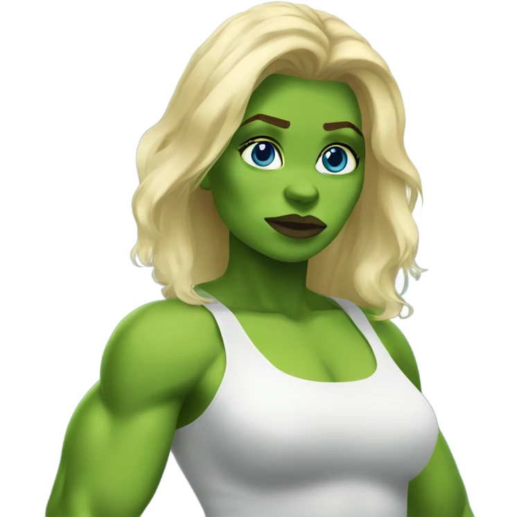 female hulk with blonde hair and blue eyes emoji