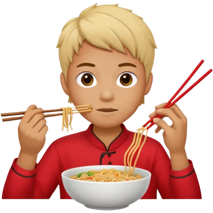 Create a person having noodles dinner. emoji