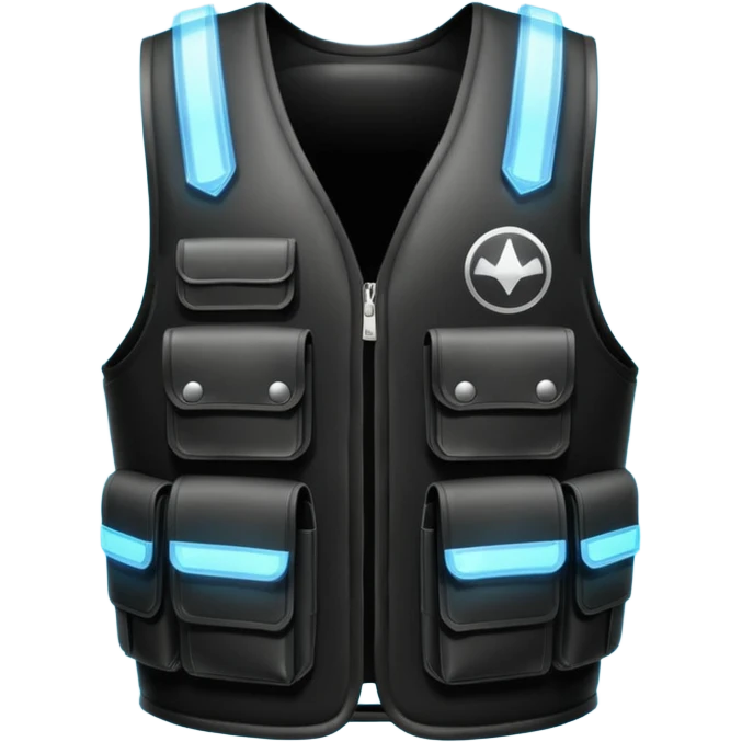 all-black bulletproof vest, glowing and sparkling emoji
