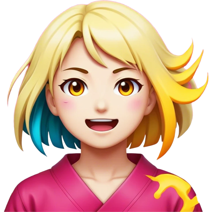 Cinematic Realistic Manga Comics Emoji, depicted as a dynamic stylized illustration inspired by Japanese manga art with bold lines and expressive characters, rendered with vibrant textures and energetic colorful lighting that captures its iconic style. emoji