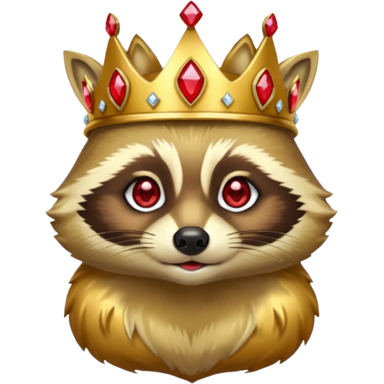 Gold Racoon with gold with red jewelled crown emoji