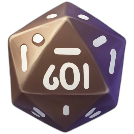 D20 dice with dog ears emoji