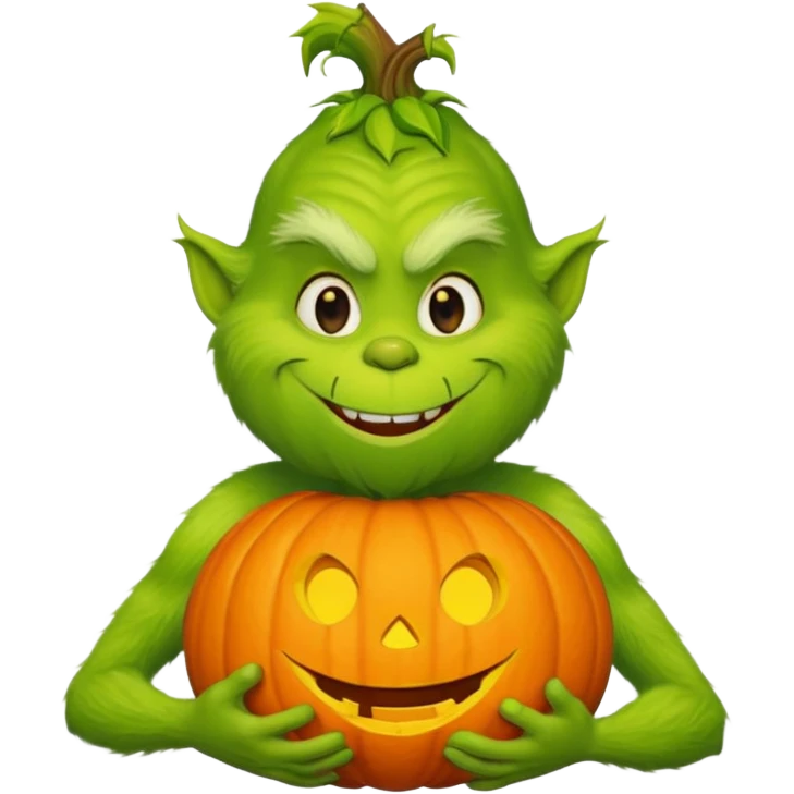 Grinch with a pumpkin  emoji