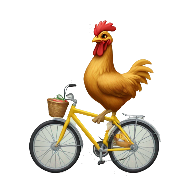 Una gallina arriba de una bicicleta emoji