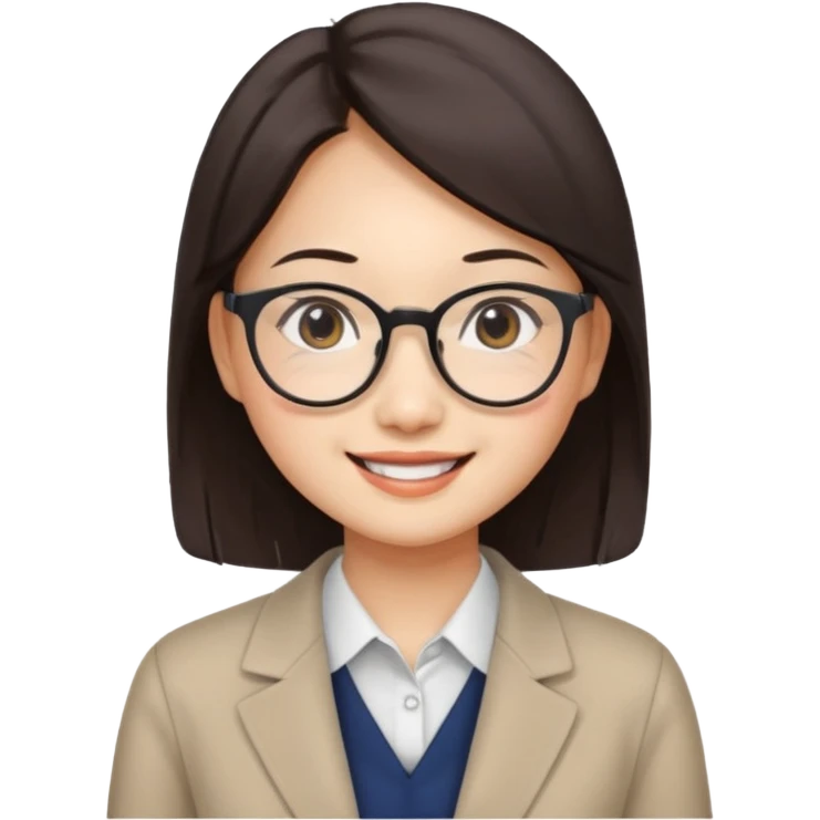 asian female accountant with eyeglasses, round face emoji