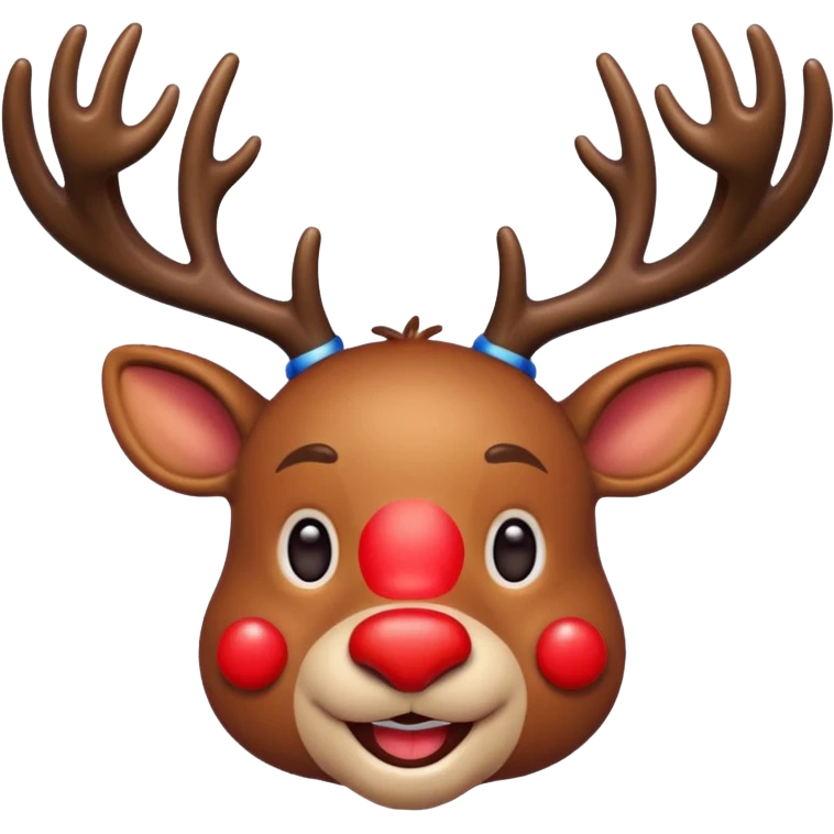 Τον Rudolf που χαμογελαει και με πολλά πολύχρωμα λαμπιόνια στα κερατάκια του emoji