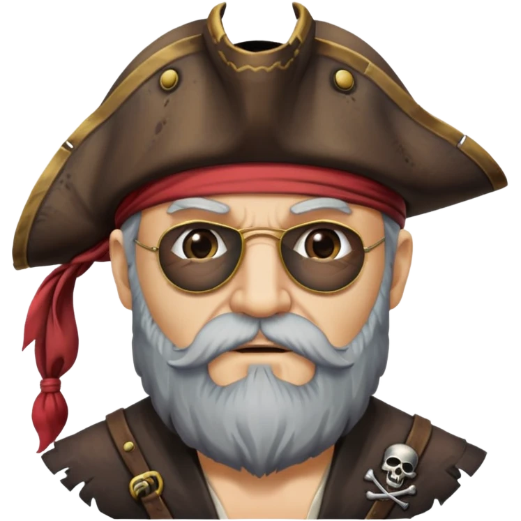 old bearded pirate with eye patch and pirate hat emoji