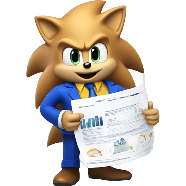 Sonic the Hedgehog presenting a business report emoji