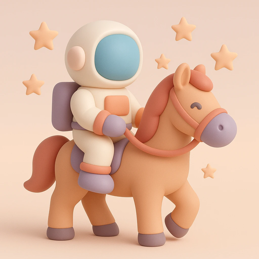 astronaut on horseback with stars in background emoji