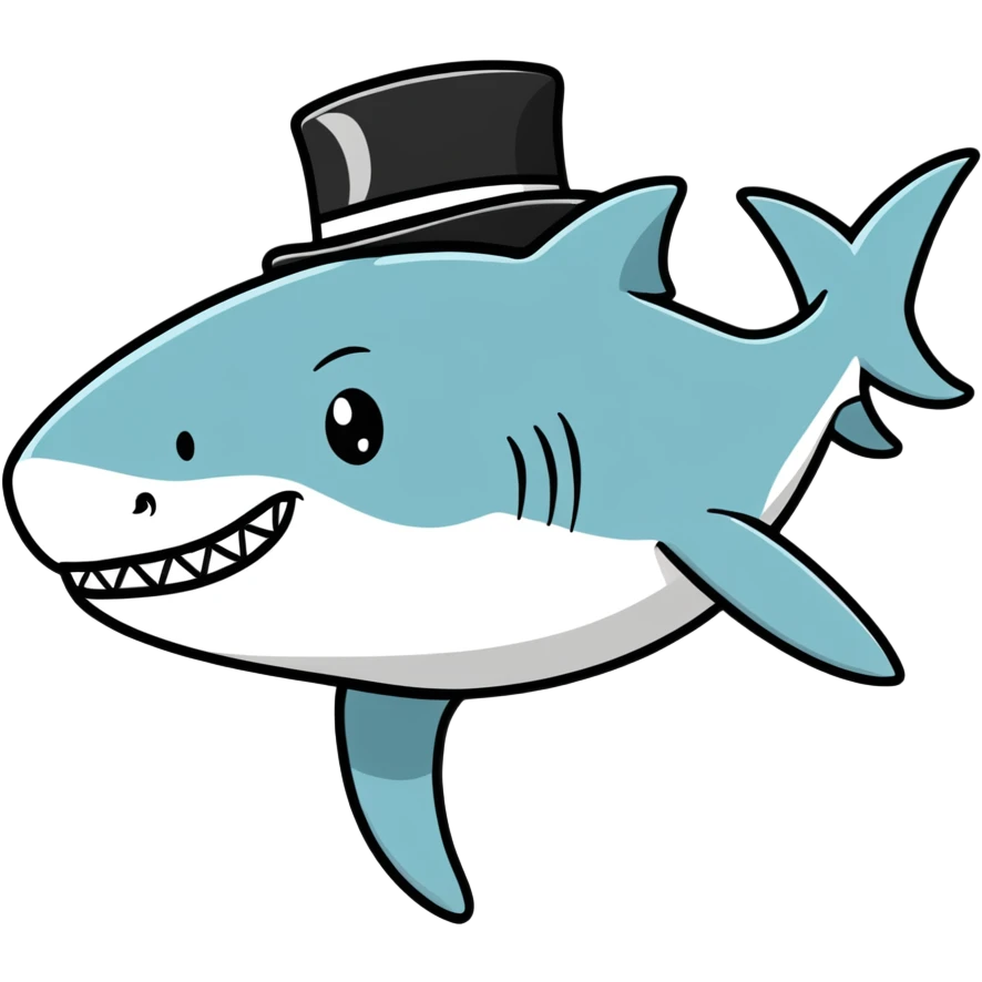 Shark with a top hat emoji
