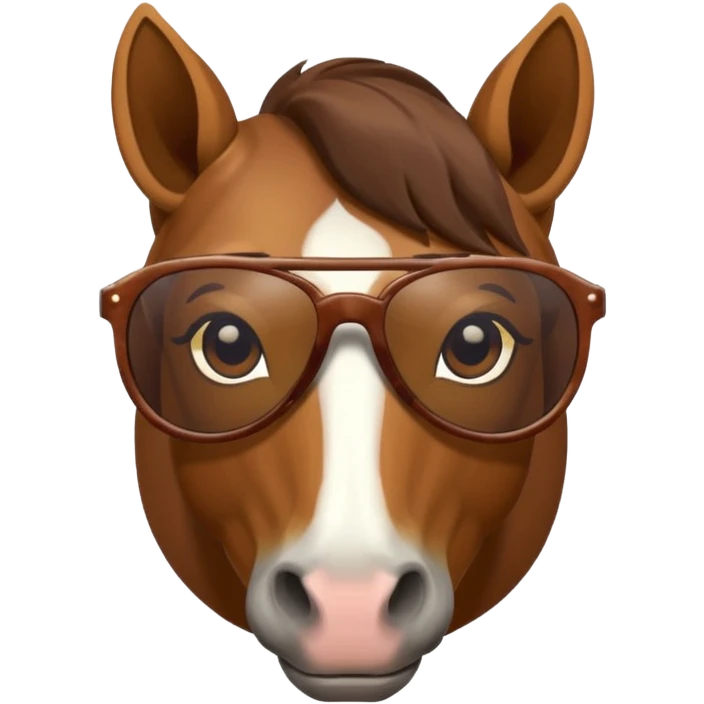 Horse face with sunglasses half rotate emoji