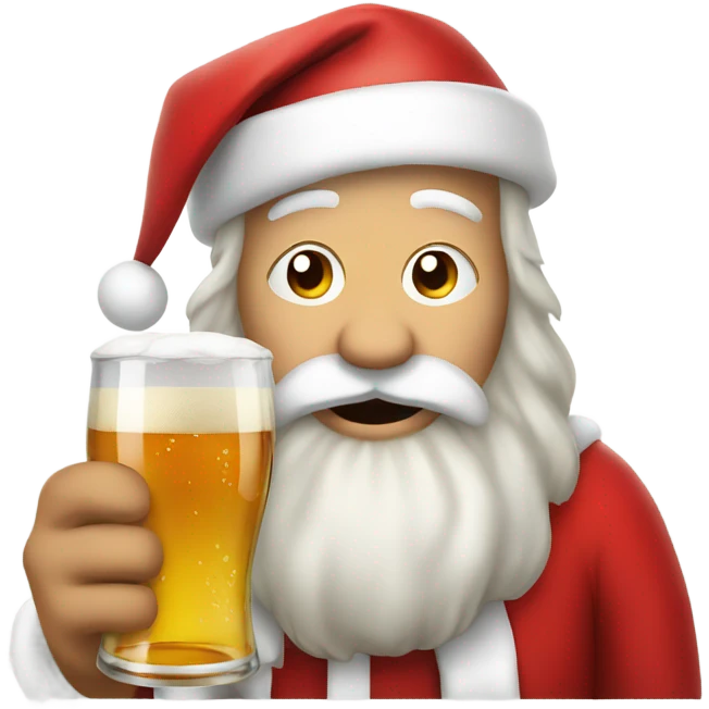 Santa drinking a beer emoji