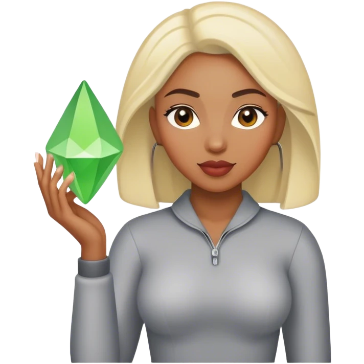 Light skin black woman with sims plumbob emoji