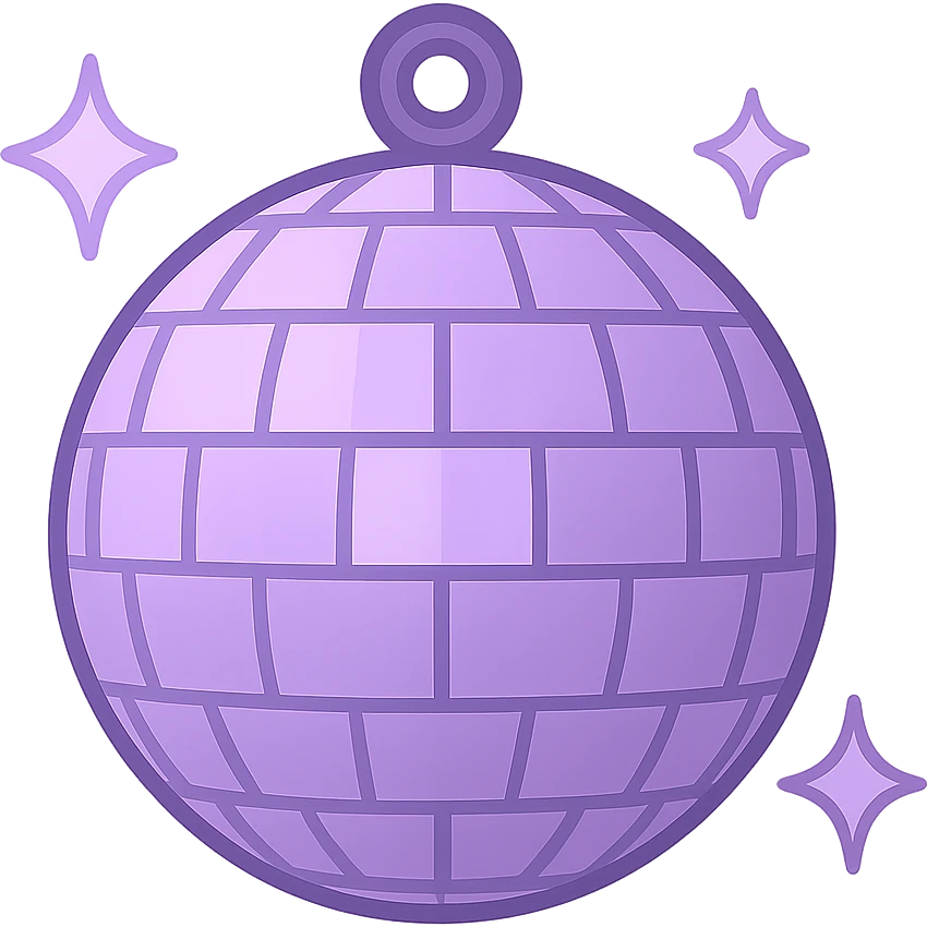 lilac disco ball, twitter emoji style emoji