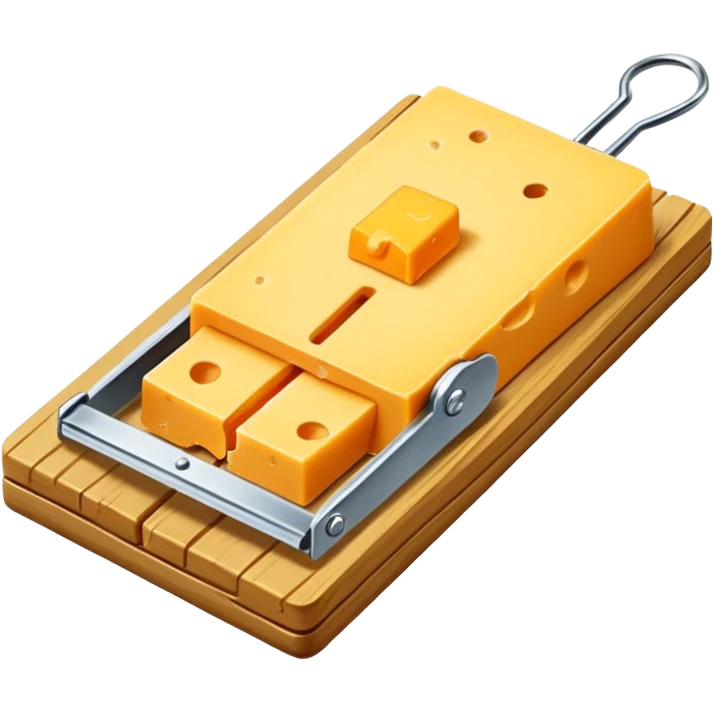 a mousetrap with a small piece of cheese emoji