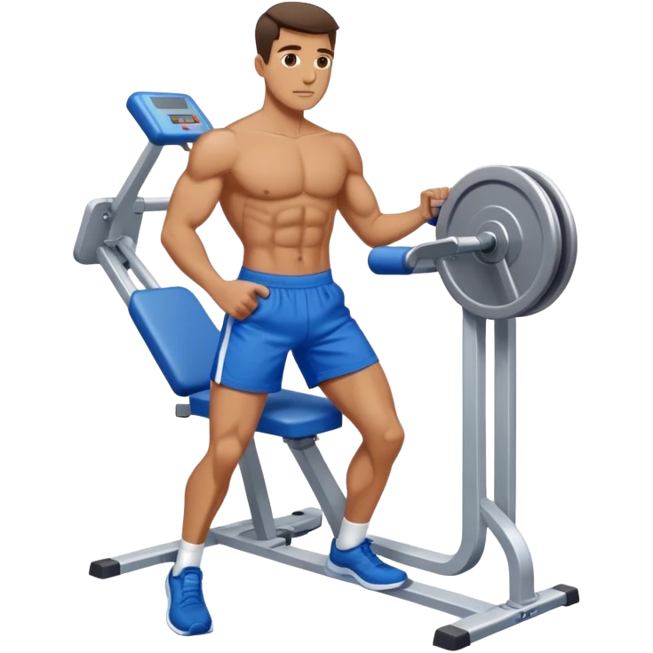 man with blue shorts using side-deltoid-machine emoji