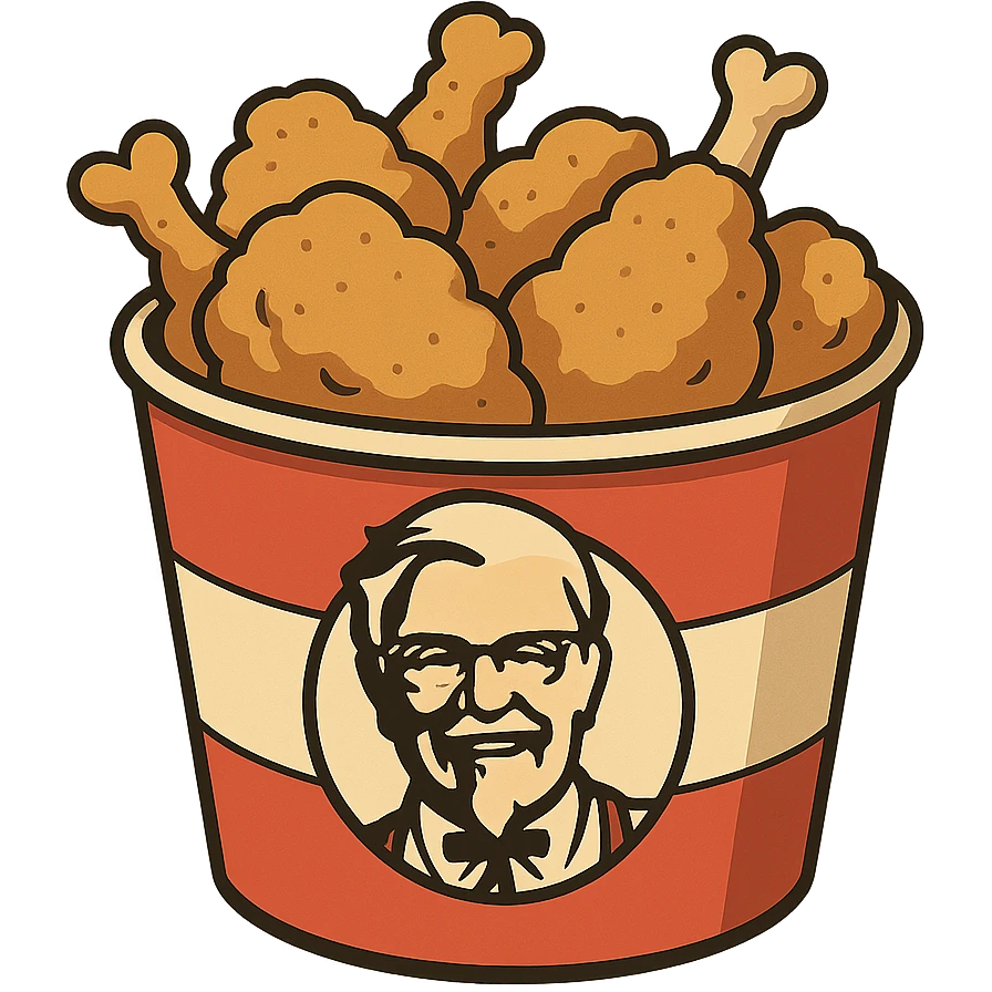 KFC bucket of fried chicken in flat toon style emoji