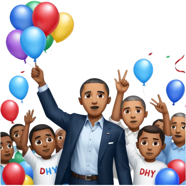Diddy holding baby oil at a party with balloons and confetti and banners oiled up Obama is there as well holding a sign saying Obama have dih emoji