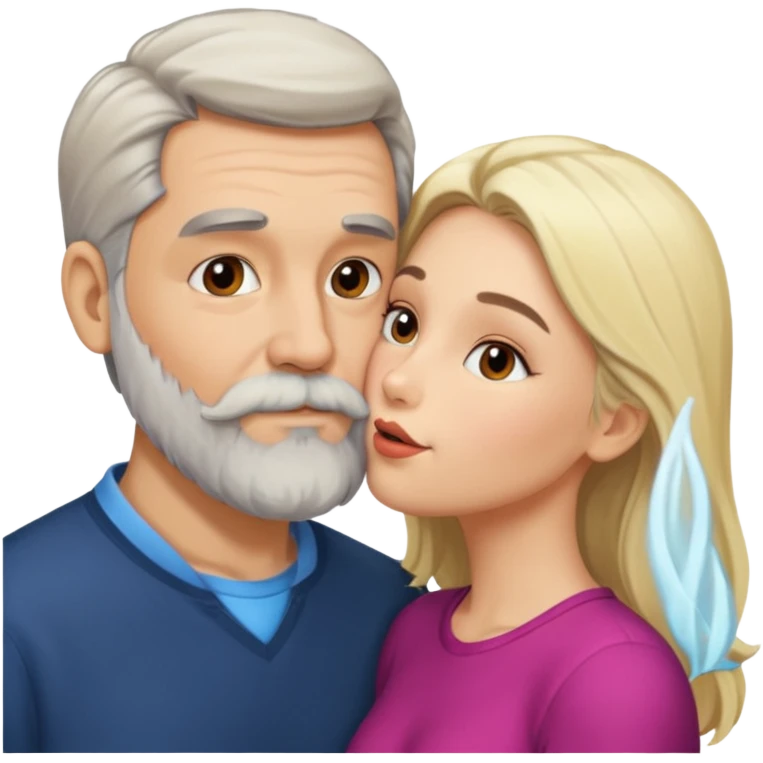 Man with gray beard kissing blonde woman emoji