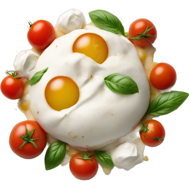 buratta with tomatoes on a plate emoji