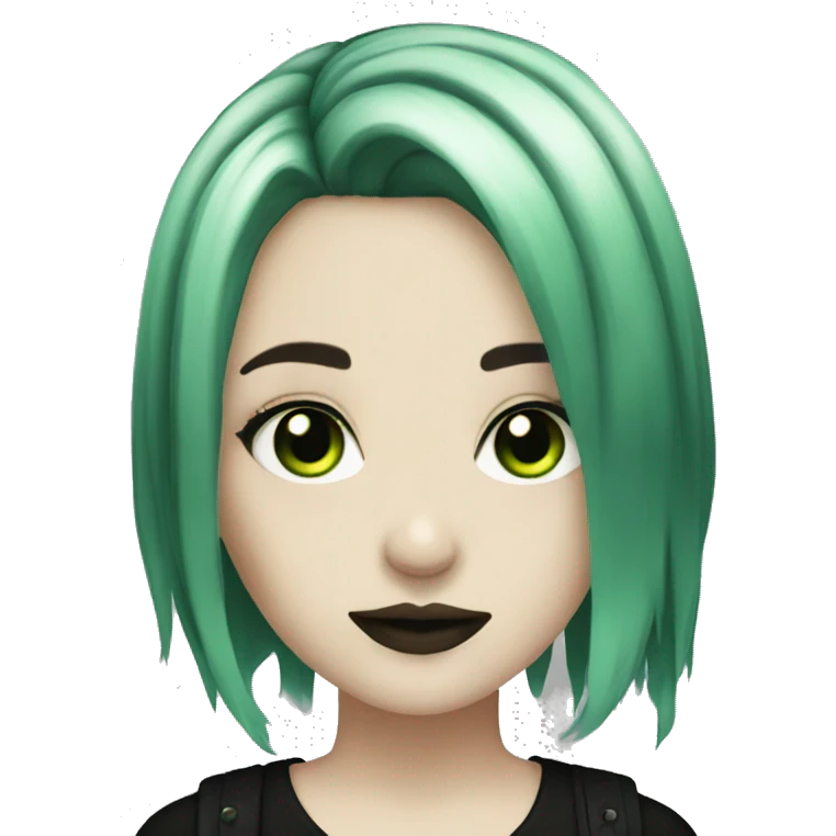 Pale goth girl black and green hair  emoji