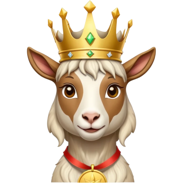 goat wearing a crown and gold medal emoji