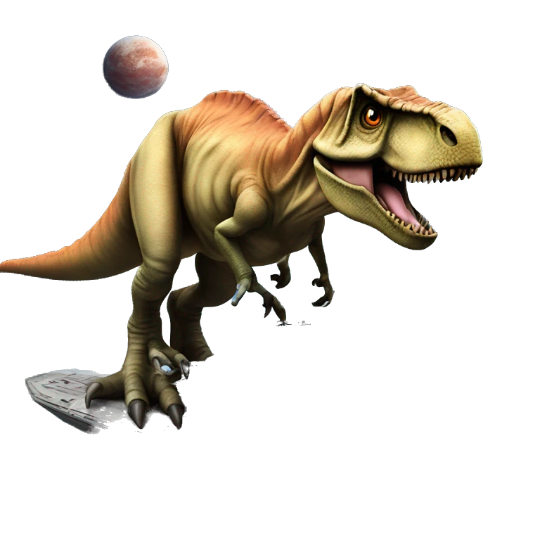 t-rex on a space-ship emoji