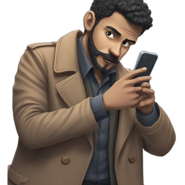 fashionable man checking phone emoji