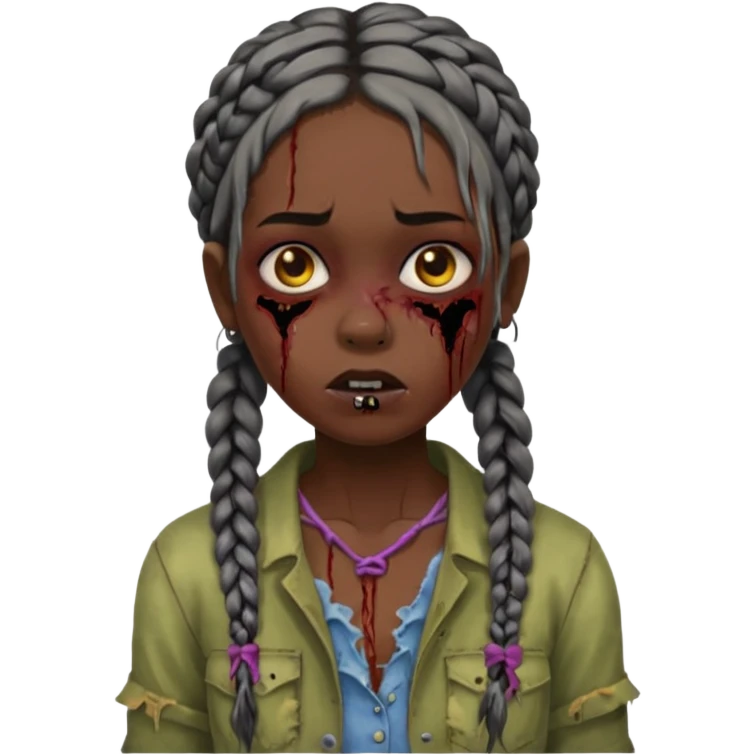swag zombie girl black with braids emoji