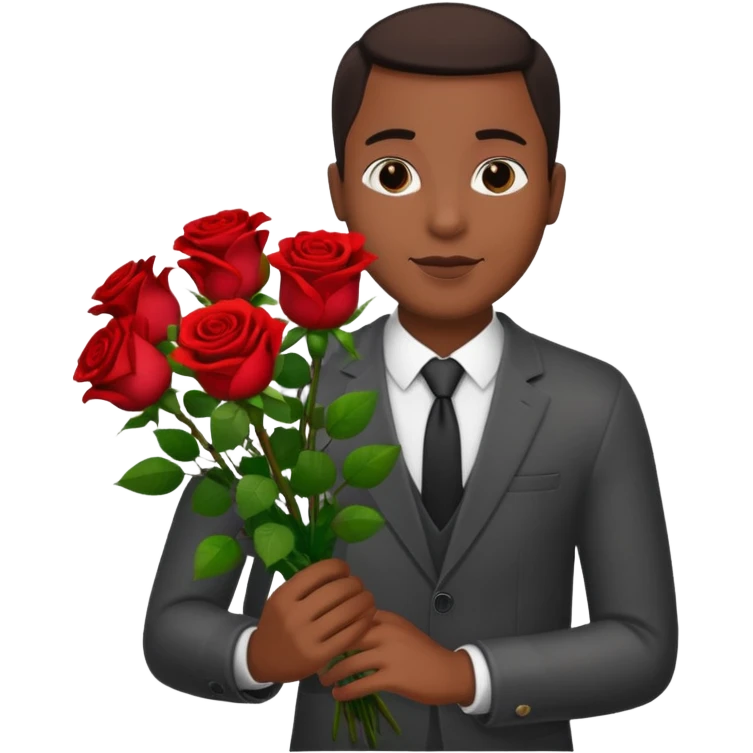 Black Male hand give a bogue of flowers emoji