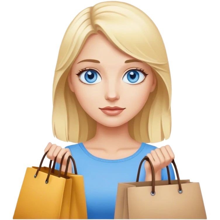 Blonde with blue eyes with bags in her hands emoji