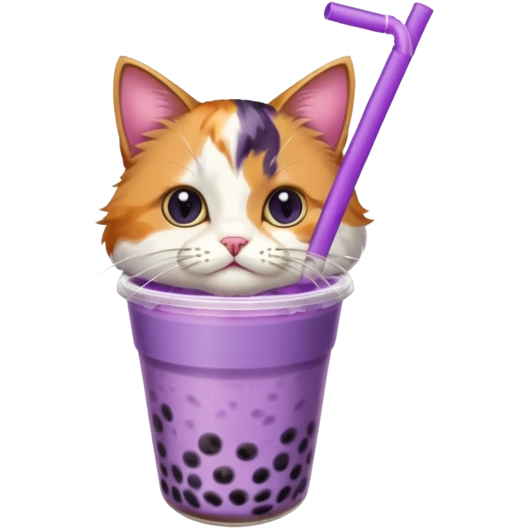 a cat with a purple bubble tea emoji