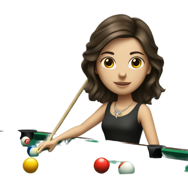 a brunette girl playing pool with a crown emoji