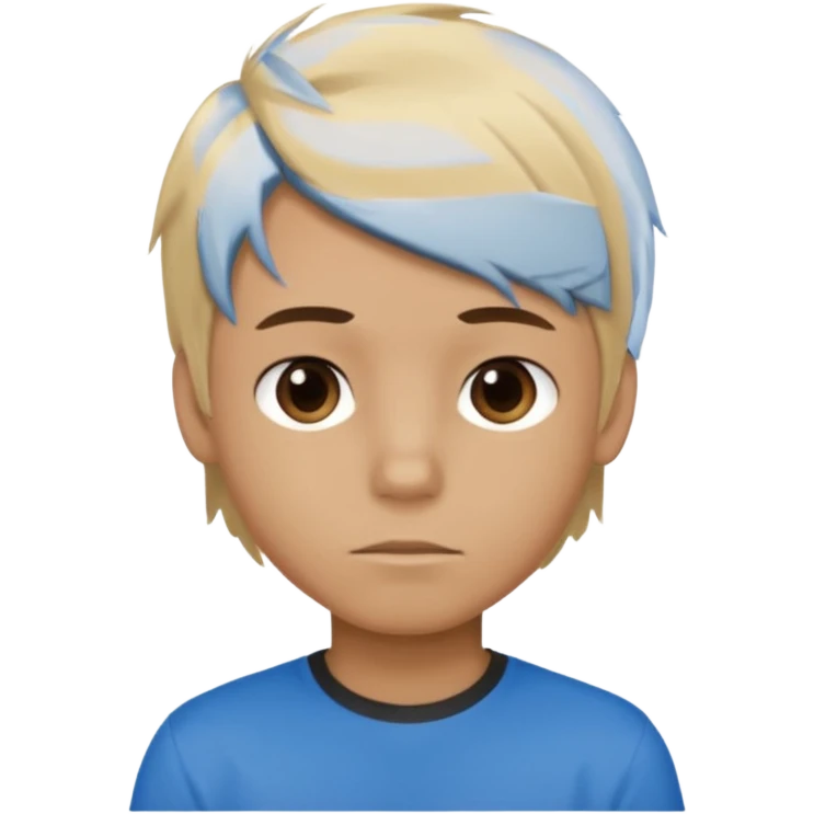 boy with blonde hair emo, brown shirt, and blue eyes emoji