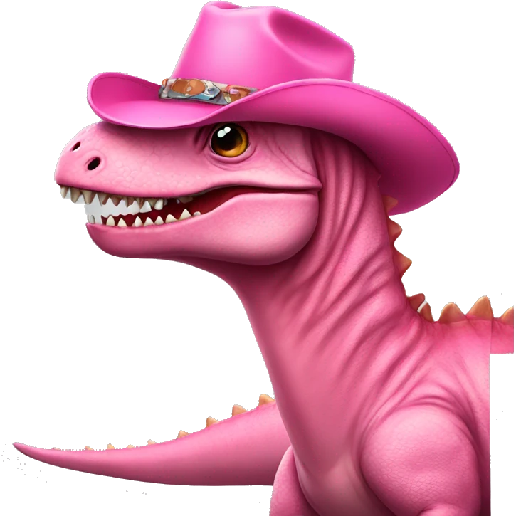Dinosaur wearing a pink cowboy hat and boots   emoji
