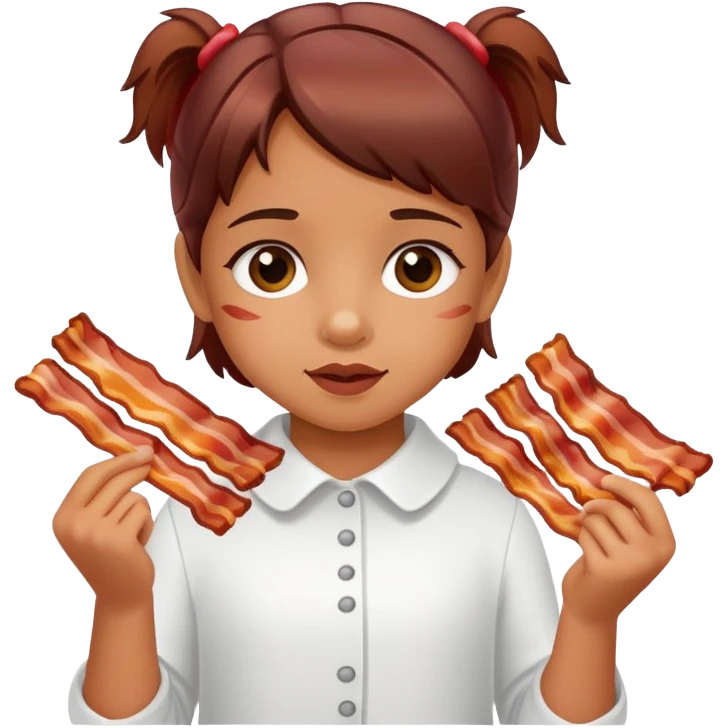 little girl holding bacon emoji