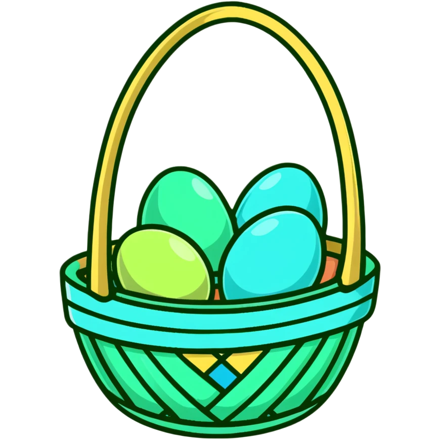 Easter basket with light green and turquoise eggs emoji