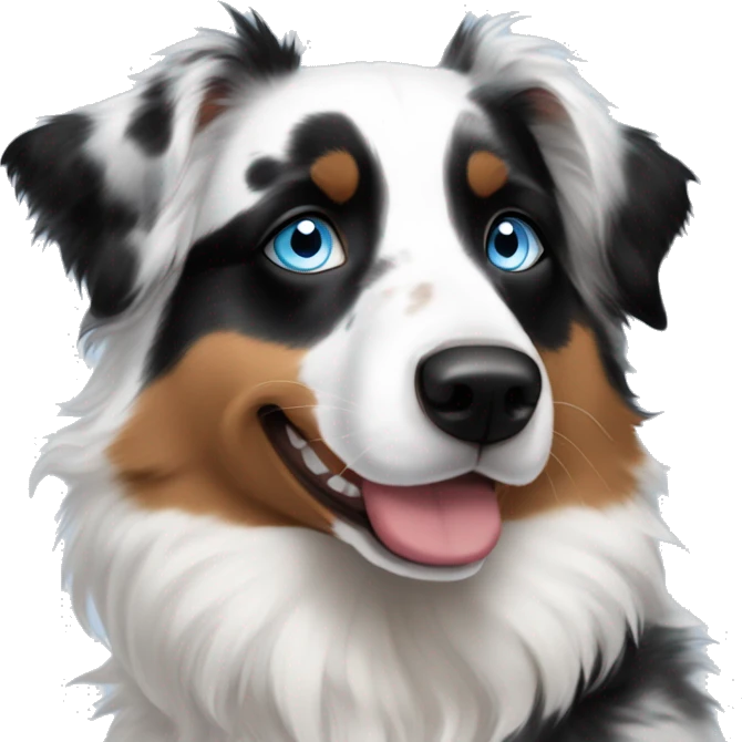 Double Merle Australian shepherd blue eyes and black eyeshadow emoji