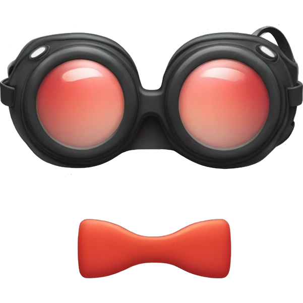 swimming goggles with red frame，cat-eye or spindle-like form emoji