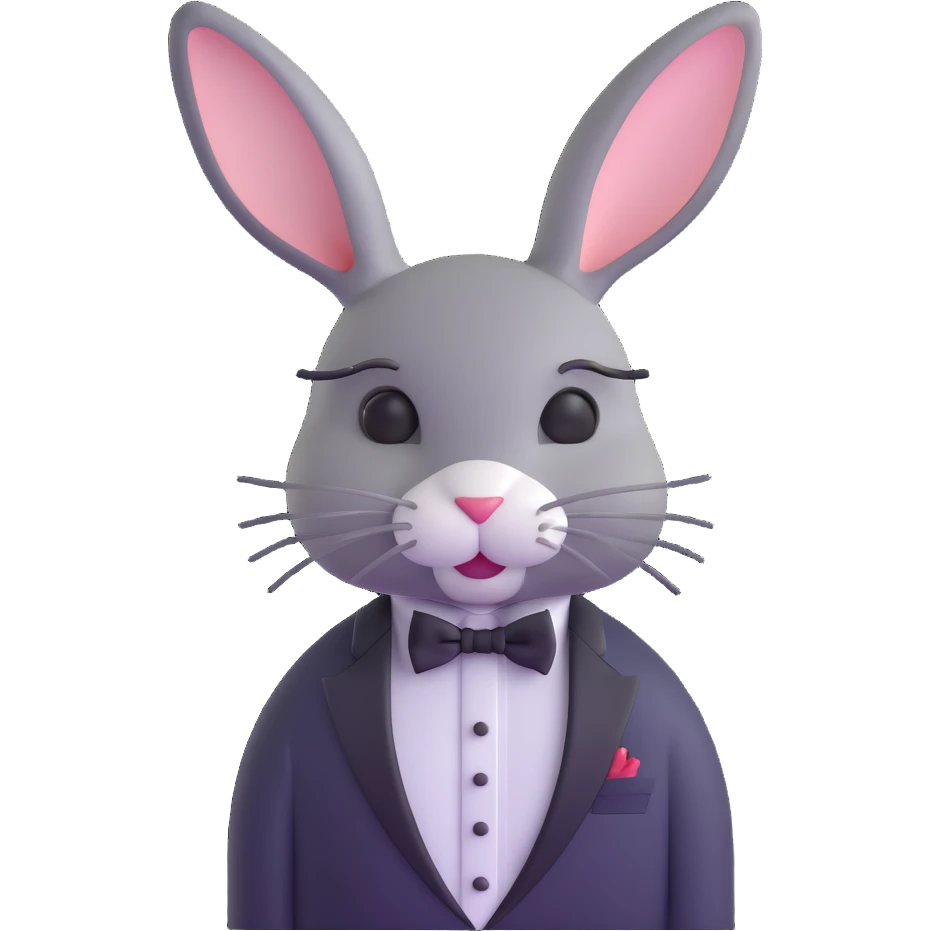 sophisticated bunny in tuxedo and bow tie emoji